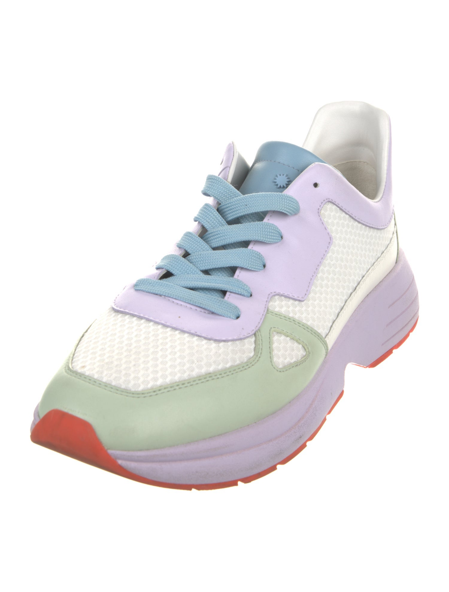 Stuart Weitzman Leather Colorblock Pattern Sneakers